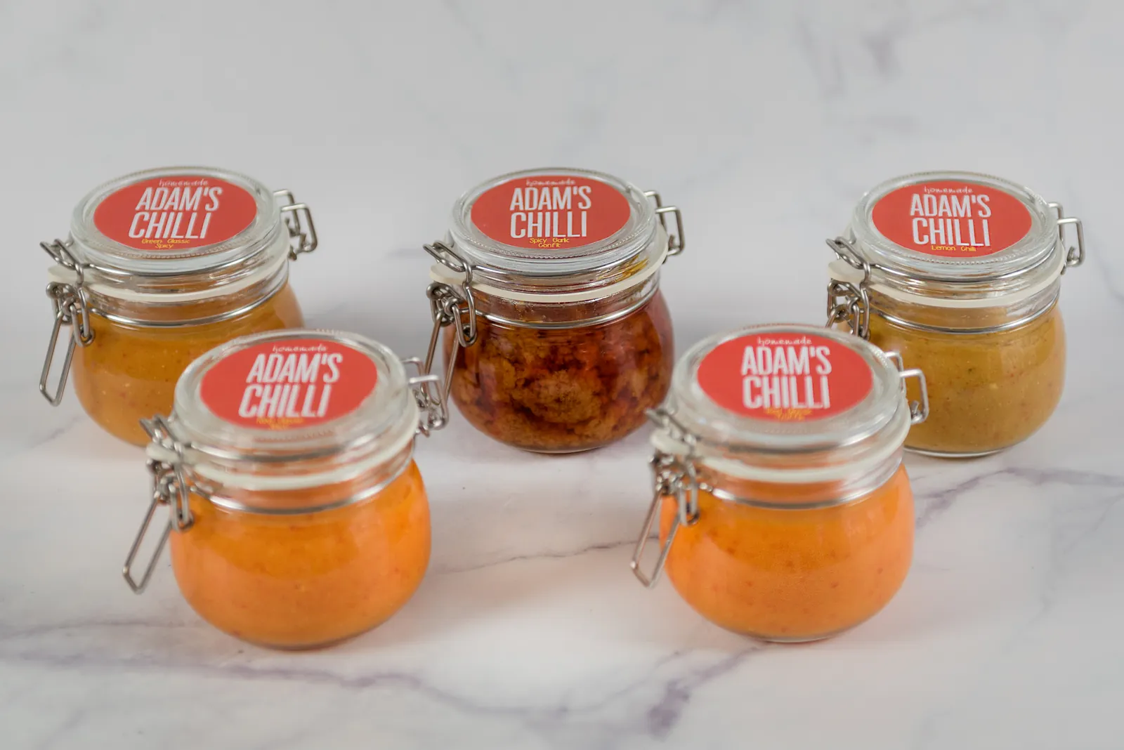Adam's Chilli jars in the studio